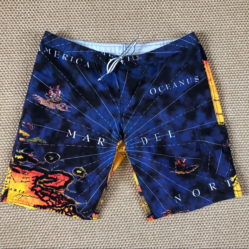 Board Shorts Featuring Map Print